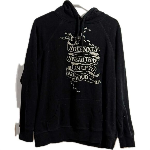Warner Bros Black Gothic Text Hoodie - Picture 1 of 7